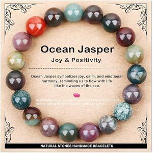 10Mm Handmade Ocean Jasper Elastic Bracelet – Natural Gemstone For Joy &